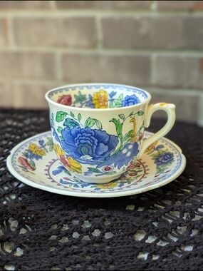 Mason's Plantation Colonial Ironstone Teacup Saucer England C Forslund Vintage